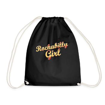 rockabilly girl - Drawstring Bag - black - Front