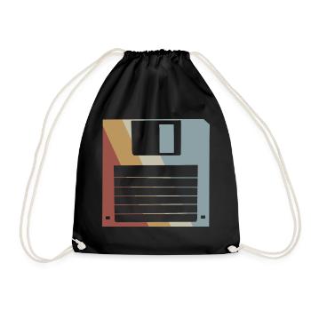 Floppy Retro Style Vintage - Drawstring Bag - black - Front