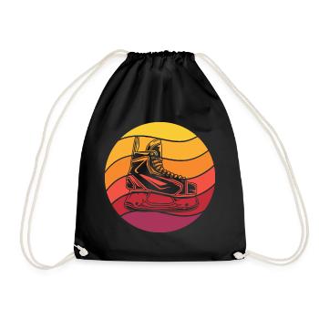 Eishockey Schlittschuh Retro Style Vintage - Turnbeutel - Schwarz - Vorne