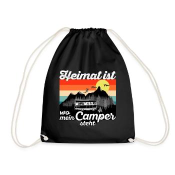 Home is where my camper stands -Sunset Design - Drawstring Bag - black - Front