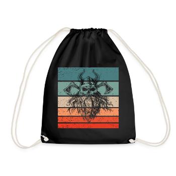 Viking Skull Retro Style Vintage - Drawstring Bag - black - Front