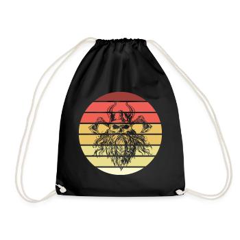 Viking Skull Retro Style Vintage - Drawstring Bag - black - Front