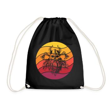 Viking Skull Retro Style Vintage - Drawstring Bag - black - Front