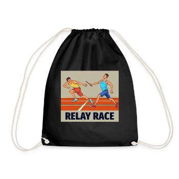 Relay race run athlete track and field running - Drawstring Bag - black - Front