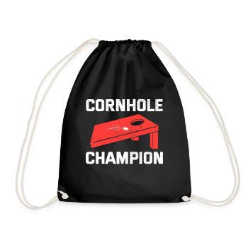Cornhole Bean Bag Toss Outdoor Lawn Game funny - Drawstring Bag - black - Front