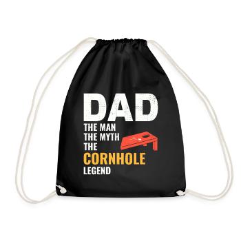 Cornhole Dad Bean Bag Toss Lawn Game Fathers day - Drawstring Bag - black - Front