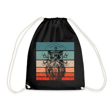 Piraten Schädel Retro Style Vintage - Turnbeutel - Schwarz - Vorne