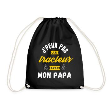 j peux pas j ai tracteur avec mon papa | humour - Sac de sport léger - noir - Devant