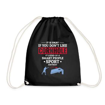 Cornhole Bean Bag Toss Outdoor Lawn Game Funny - Drawstring Bag - black - Front