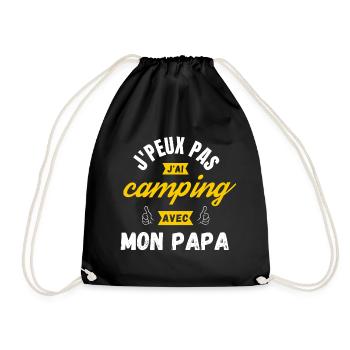 j peux pas j ai camping avec mon papa - Sac de sport léger - noir - Devant