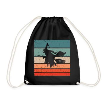 Witch's broom Helloween Retro Style Vintage - Drawstring Bag - black - Front