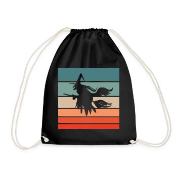 Witch's broom Helloween Retro Style Vintage - Drawstring Bag - black - Front