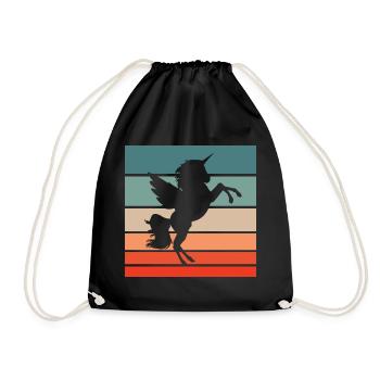 Einhorn Retro Style Vintage - Turnbeutel - Schwarz - Vorne