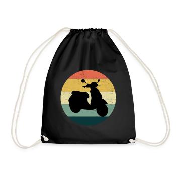 Scooter Rider Scootering Motorcycle Vintage Retro - Drawstring Bag - black - Front