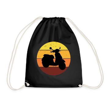 Scooter Rider Scootering Motorcycle Vintage Retro - Drawstring Bag - black - Front