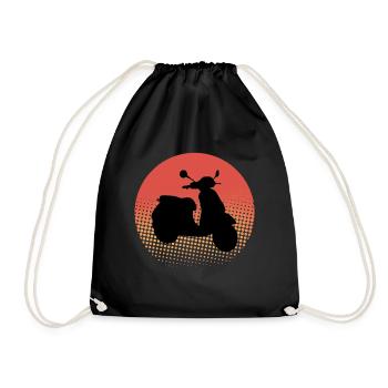 Roller Fahrer Roller Motorrad Vintage Retro - Turnbeutel - Schwarz - Vorne