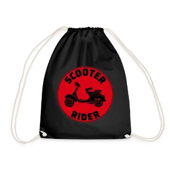 Scooter Rider Scootering Motorbike Moped Bike - Drawstring Bag - black - Front