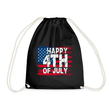 Happy 4th of July with American Flag - Drawstring Bag - black - Front