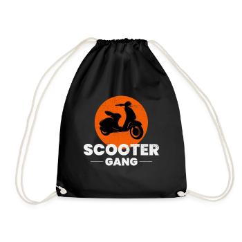 Scooter Rider Gang Scootering Motorbike Moped Bike - Drawstring Bag - black - Front