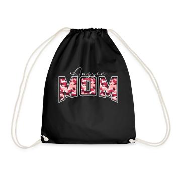 Aussie Mom camouflage pattern lettering - Drawstring Bag - black - Front