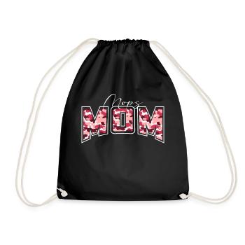 Pug Mom Camouflage Pattern Lettering - Drawstring Bag - black - Front