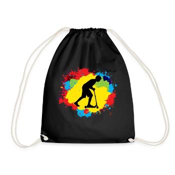 Stunt Scooter Freestyle Scootering Reiten bunt - Turnbeutel - Schwarz - Vorne