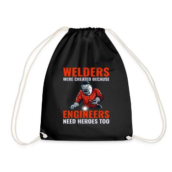 Welding Welder Metal Construction Ironworker Funny - Drawstring Bag - black - Front
