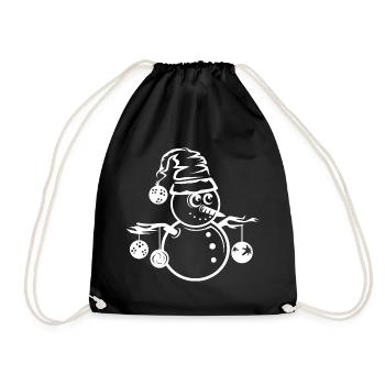 santa graphic icon snowman santa claus xmas - Drawstring Bag - black - Front