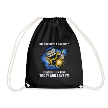 Welding Welder Metal Construction Ironworker Funny - Drawstring Bag - black - Front