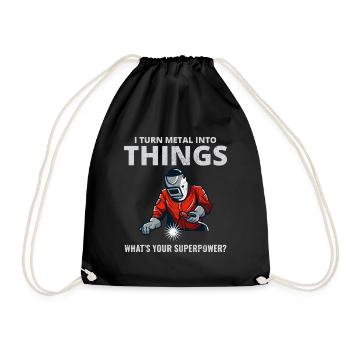 Weld Welding Welder Metal Construction Ironworker - Drawstring Bag - black - Front