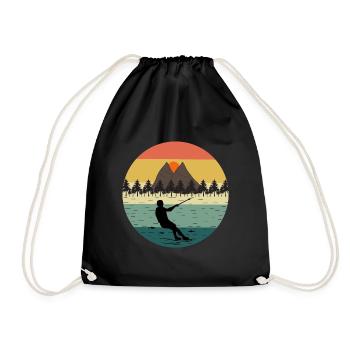 Barfuß Skifahren Wassersport Vintage Retro - Turnbeutel - Schwarz - Vorne