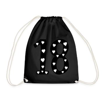 18e anniversaire avec cœur - Sac de sport léger - noir - Devant