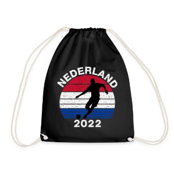 Fußball Niederlande WM Holland Flagge - Turnbeutel - Schwarz - Vorne