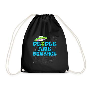 People Are Strange T-shirt Design Aliens Peculiar - Turnbeutel - Schwarz - Vorne