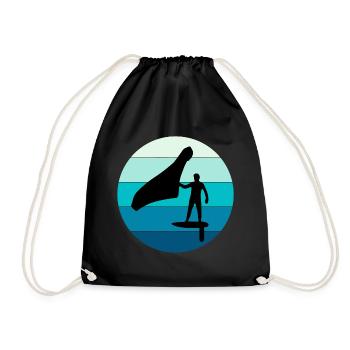 Wing Foiling Hydrofoil Surfing Surf Water Sport - Drawstring Bag - black - Front