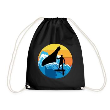 Wing Foiling Hydrofoil Surfing Surf Water Sport - Drawstring Bag - black - Front