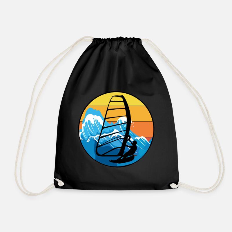 Windsurfing Windsurf Windsurfer Surf Water Sport - Drawstring Bag - black