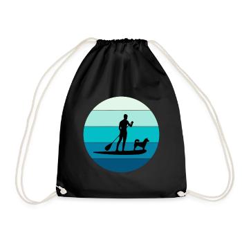 Paddleboarding Paddleboard Paddle Water sports Dog - Drawstring Bag - black - Front