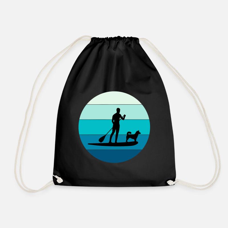 Paddleboarding Paddleboard Paddel Wassersport Hund - Turnbeutel - Schwarz