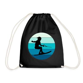 Water Skiing Outdoor Water Sport - Drawstring Bag - black - Front