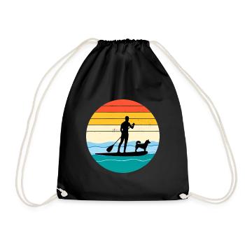 Paddleboarding Paddleboard Paddle Water sports Dog - Drawstring Bag - black - Front