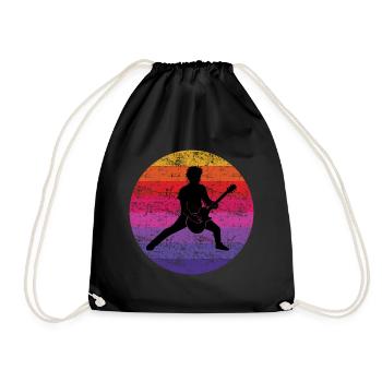 Basse Guitariste Musicien Bassiste Vintage Retro - Sac de sport léger - noir - Devant