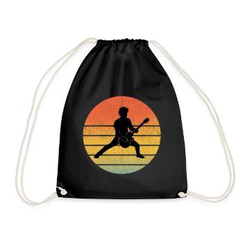 Basse Guitariste Musicien Bassiste Vintage Retro - Sac de sport léger - noir - Devant