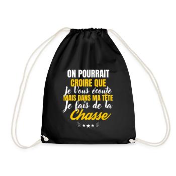 Dans ma Tête je fais de la chasse - Sac de sport léger - noir - Devant
