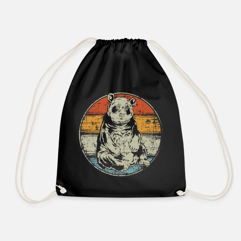Vintage Panda - Turnbeutel - Schwarz