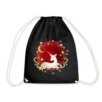 Boule rouge avec licorne imaginative et étoiles - Sac de sport léger - noir - Devant