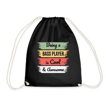 Bass Guitar Player Music Musician Bassist Funny - Drawstring Bag - black - Front