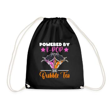 Powered By K-pop And Bubble Tea Simple Music Top - Turnbeutel - Schwarz - Vorne