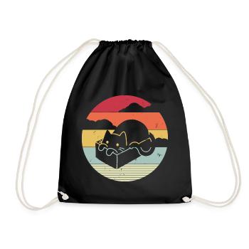 Funny cat in retro style - Drawstring Bag - black - Front