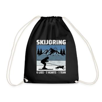 Hund Skijöring Extremsport Skirennen - Turnbeutel - Schwarz - Vorne